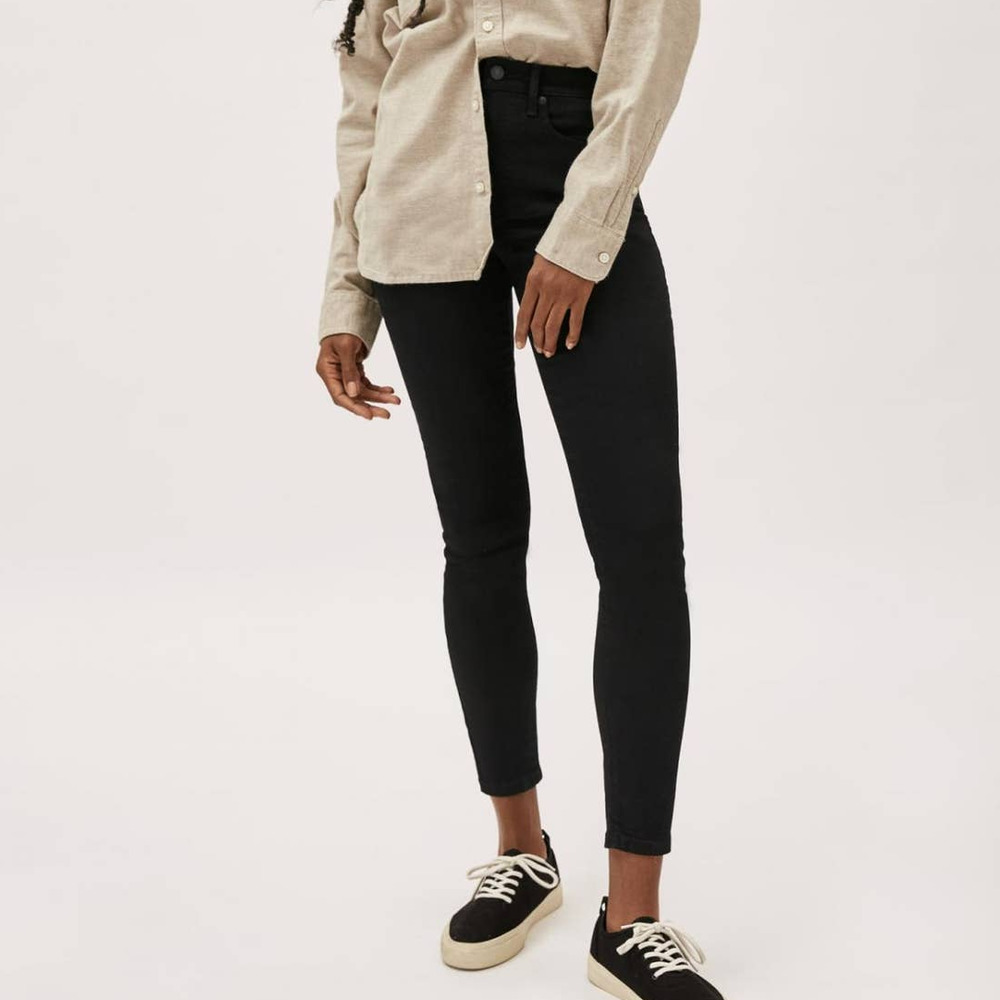 3/$20 Everlane Button Fly Black Cotton Modal Blend High Waisted Skinny Jeans 23